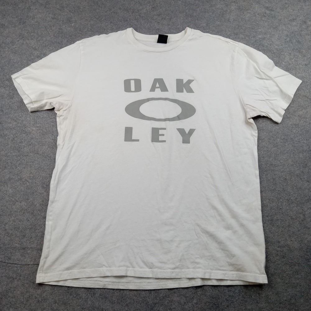 Oakley Shirt Mens 2XL White Regular Fit Graphic Logo Tee Casual Short Sleeve